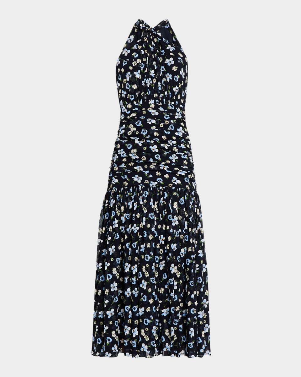 Brock Floral Halter A-Line Midi Dress